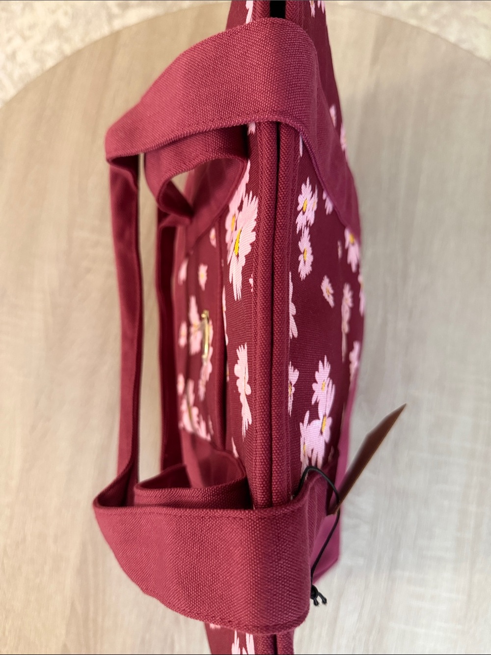 Coach Floral Tote Bag - Burgundy with Pink Daisies - Picture 5 of 5